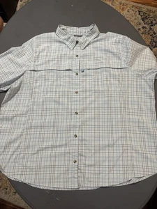 LL Bean S/S Shirt Mens 3X Blue Plaid Button Up UPF 50 Outdoor Fishing - Picture 1 of 12