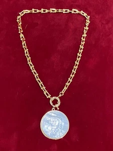 Tiffany Hardware Stil Kette & Medaille vergoldet Dr. Jose G. Hernandez Anhänger - Bild 1 von 8