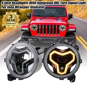 AUXBEAM 9" LED Headlights DRL Turn Lamp for 18-24 Jeep Wrangler JL Gladiator JT - Picture 1 of 12
