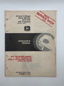 Manual del operador del soplador de nieve John Deere 47 pulgadas 2 etapas OM-M86669 - Imagen 1 de 1
