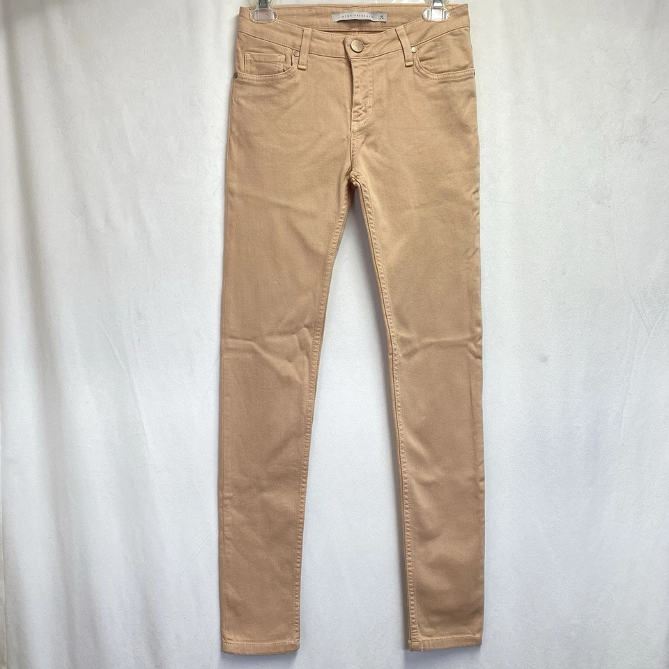 Pantalones de mezclilla Victoria Beckham tiro bajo pierna ajustada mujer talla 24 salmón elástico Foto 1 de 4