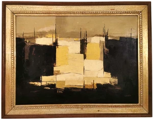 LEWIS SCOTT CROFT (CANADA/USA 1911-1980) MID-CENT SGND ASTRATTO IMPASTO O/B FRMD - Foto 1 di 20