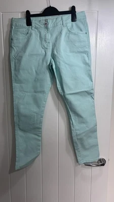 George Mint Green Denim Trousers – Size 12 | Fresh & Fun Summer Staple  - Image 1 of 4