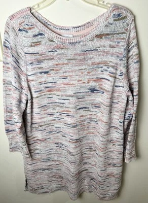 J. Jill Tunic Sweater Women’s L 3/4 Sleeves Cozy Soft Whimsical Colorful Casual - Image 1 of 4