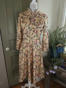 Vintage 70s Double Knit Western Fit And Flare Paisley Dress Women's S - Picture 1 of 16