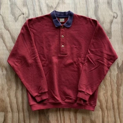 Moletom polo vintage anos 90 Cross Creek quarto de botão tamanho grande borgonha azul marinho - Imagem 1 de 3