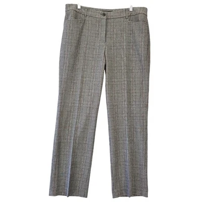 Hilary Radley Gray Pants Preppy Plaid Trousers Stretch Straight Womens Size 14 - Image 1 of 4