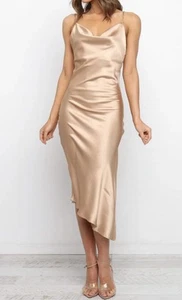 PETAL & PUP (NWT) Cyprus Midi Slip Dress 10 Gold Elegant Feminine Romantic Chic - Picture 1 of 21