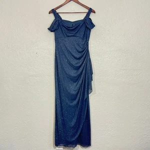 Alex Evenings Maxikleid Ballkleid 4P grau Glitzer Rüschen Schlitz Fee Homecoming - Bild 1 von 14