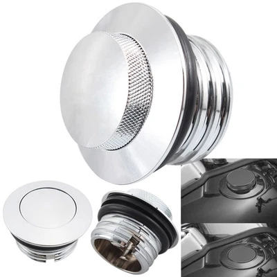 Tapa de gasolina de tanque emergente ventilada montaje empotrado cromada para Harley Touring Road King FLHR Foto 1 de 4