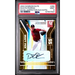 2004 Donruss Elite Extra #262 Dustin Pedroia Aspirations Gold RC Auto /20 PSA 9 - Picture 1 of 2