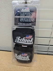 Schiek Sport Deluxe Power Lifting Straps Modèle 1000 Noir, Made in USA (F3) - Photo 1/5