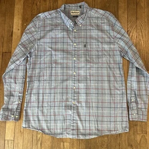Barbour Tattersall Button Down Shirt Blue White Red XL - Picture 1 of 12