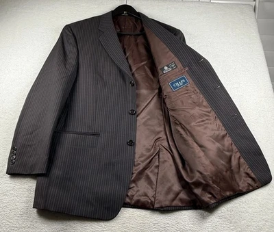 Chaps Blazer Jacket Mens 42R Black Pinstripe Wool Lined Single Breasted Formal - Image 1 of 4