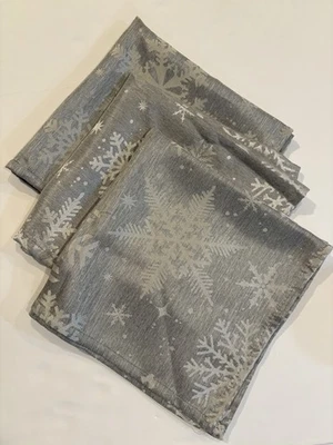 Servilletas Copos de Nieve Gris Plata Brillo 18” Cuadrado Navidad Nieve Invierno (3) Foto 1 de 4