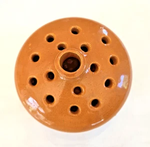 VTG CHEROKEE LOUISVILLE Art Pottery Flower Frog Vase Burnt Orange 16 Holes - Picture 1 of 8