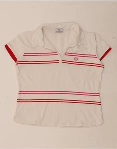 Polo donna SERGIO TACCHINI UK 20 2XL bianca a righe cotone DO88 - Foto 1 di 3