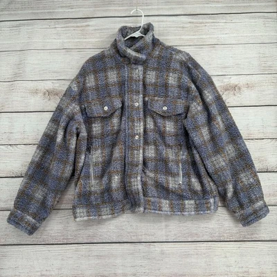 Acogedora chaqueta de camionero We the Free People Faded Dreams para mujer talla M púrpura a cuadros Foto 1 de 4