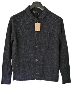 PAUL SMITH Cardigan / Jacket Mens M Blue Grey Ribbed Knit Cotton Blend Buttons  - Picture 1 of 14