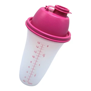 Contenedor de agitación rápida Tupperware clásico 16 oz licuadora con inserto de disco rosa - Imagen 1 de 8