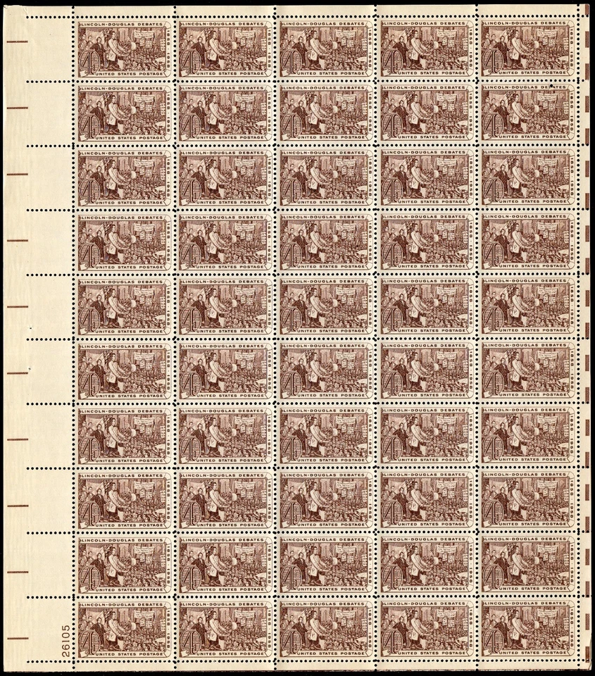 Scott #1115 Lincoln-Douglas Debate Sheet of 50 Stamps - MNH P#26105 LL - Image 1 of 1