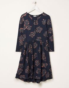 New FAT Face Gorgeous Nina Navy Cotton Jersey Graphic Bloom Dress SIZE 8 