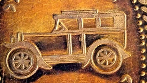 GELDBÖRSE Antik AUTO Auto Handgearbeitetes Leder 3,5x5-1/4" (geschlossen) Vintage - Bild 1 von 10
