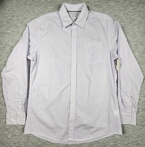 Long Sleeve Poplin Shirt Collared Button Down Mens Size Medium Lavender Striped - Picture 1 of 12