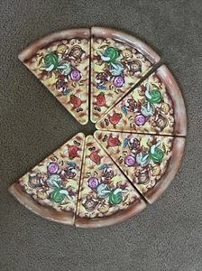 Deborah Mallow Pizza Slice Shaped Plates Set of 6 VTG 90s Party Plastic Faces - Picture 1 of 4