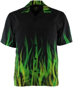 Camicia da bowling Benny's Green Flames - Foto 1 di 2