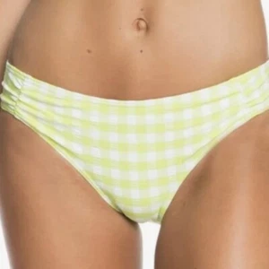 Roxy Beautiful Sun Limeade Yellow And White Bathing Suit Bottoms, Size L, NWT - Picture 1 of 10