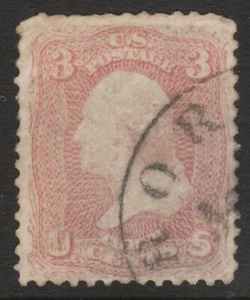 Scott #65 Used 3 Cent Rose 1861-62  CDS Cancel   Nice Shade   65SP15-37 - Picture 1 of 2