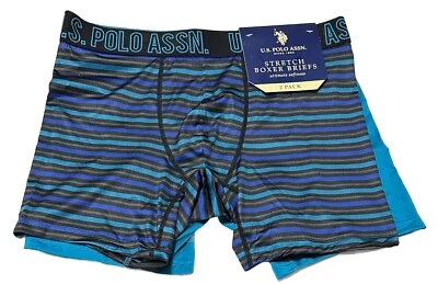 U.S. Polo ASSN. Трусы мужские эластичные боксерские средние 32-34 бирюзовые/черные упаковка 2 шт. - Изображение 1 из 3
