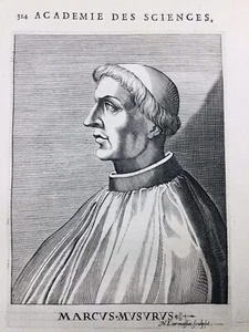 Marcus Musurus Marco Musuro 1682 Helénista De Origen Griego Creta Grabado Raro - Picture 1 of 3
