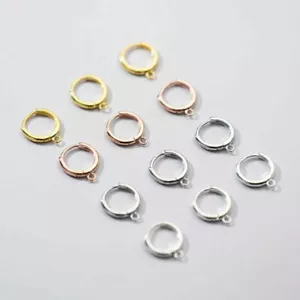 925 Sterling Silver DIY Huggie Hoop Earrings Findings Connectors Jewellry A1136 - Picture 1 of 15