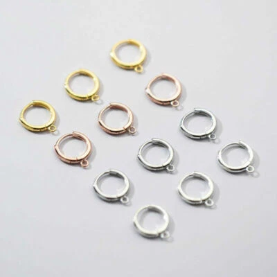 925 Sterling Silver DIY Huggie Hoop Earrings Findings Connectors Jewellry A1136 - Image 1 of 4