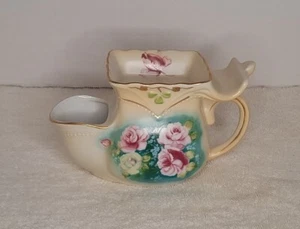 Vintage Porzellan Rasierschaufel handbemalt mit Goldrand und rosa Rosen - Bild 1 von 10