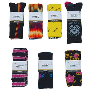 2 Pairs Unisex Wesc Socks Crew Cut Quick Dry Assorted Size & Color - New - Picture 1 of 17