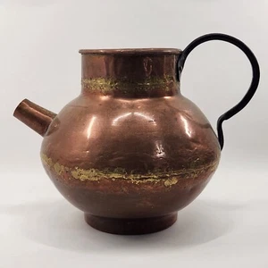 Antiker kleiner Wassertrink Lota Topf aus Kupfer mit Ausguss Original Handarbeit - Bild 1 von 10