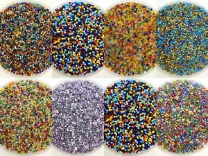 50g glass seed beads - size 15/0 (approx 1.5mm) - Mixed Colours, choose finish - Picture 1 of 8