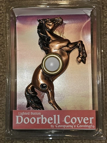 Vintage Copper Bronze Horse Lighted Door Bell Cover Cover
