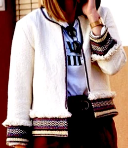  ZARA SHORT COLLARLESS  JACKET ETHNIC BOHO  BLAZER JACKET COAT SIZE M NEW - Picture 1 of 12