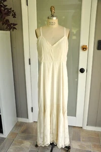 Antique 1900s Edwardian White Cotton Sleeveless Dress w/ Eyelet Lace Hem M/L - Picture 1 of 6
