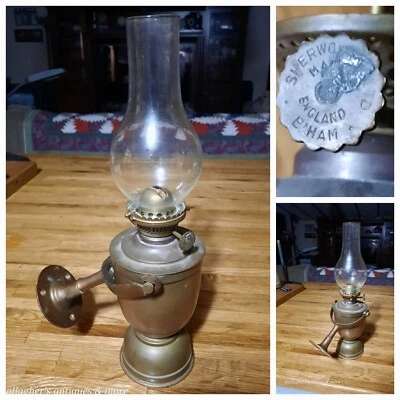 Vintage SHERWOODS Nautical Brass Weighted Gimbal Oil Lamp Birmingham England  - Image 1 of 4