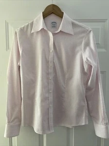 Brooks Brothers 1818 Fitted Pink & White Check Print Blouse Women’s Size 6 - EUC - Picture 1 of 5