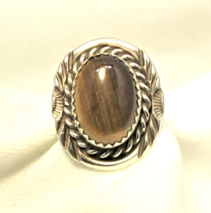 Tiger Eye Ring Size 5 1/2 Sterling Silver Southwest Style #623 - Picture 1 of 6
