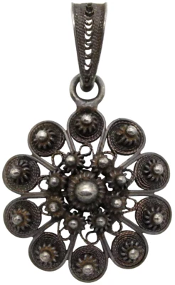 🖤 800er Silber Anhänger Jugendstil Filigran Antikschmuck - 3,2 x 2,0 cm / 3,34g - Bild 1 von 3