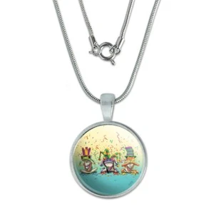 Colgante Fiesta Ranas Mardi Gras See No Evil Hear 0.75" con Cadena Plateada - Imagen 1 de 4