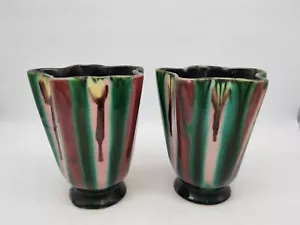 Paire de Vases Vintage des Années 60 en Céramique foreign Polychrome 15 cm - Bild 1 von 14