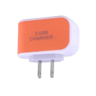 ENCHUFE DE PARED 5V 3.1A 3 PUERTOS USB HUB RANURA CARGADOR ADAPTADOR A/C CONECTOR LUZ LED EE. UU. Foto 1 de 4